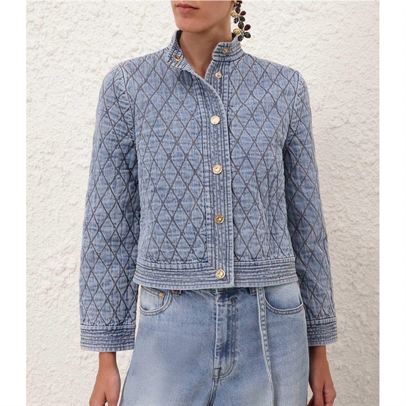 Zimmermann Indra Denim Quilted Jakke, Skylark